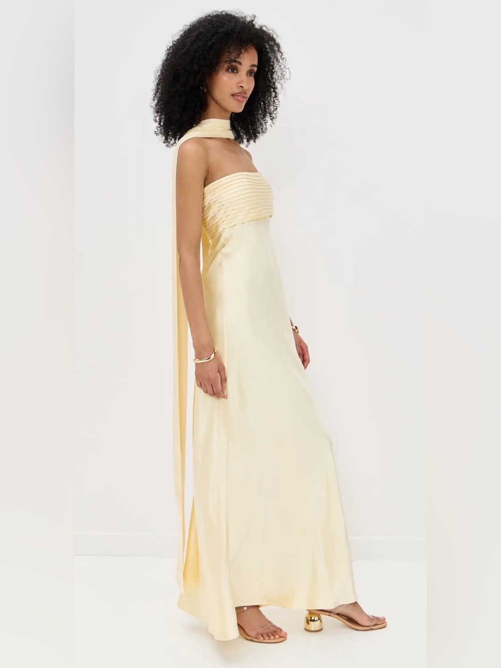 Elsa Maxi Dress - Lemon with Scarf